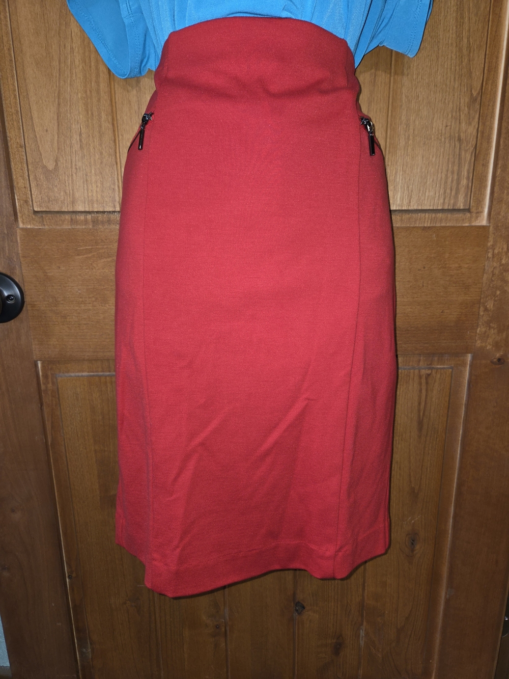 Alfani Red Zip Pocket‎ Pencil Skirt